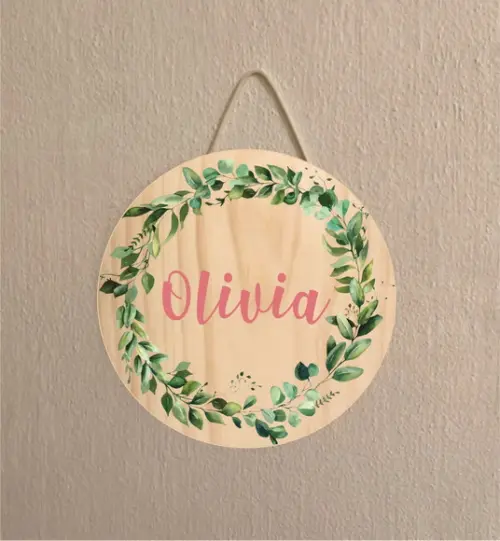 Placa Decoração Infantil Porta Maternidade Folhagens