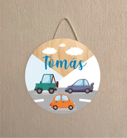 Placa Decoração Infantil Porta Maternidade Carrinhos