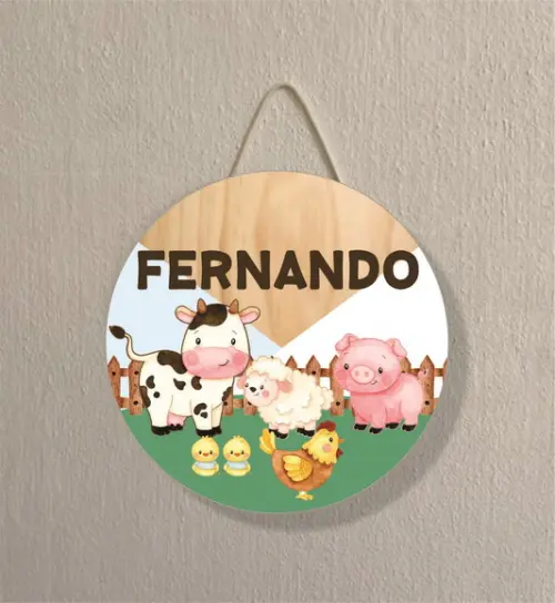 Placa Decoração Infantil Porta Maternidade Fazendinha em mdf