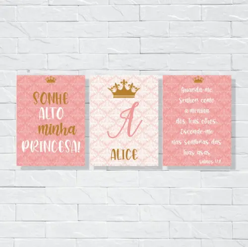 Placas Decoração sonhe alto minha princesa mdf 30x40cm