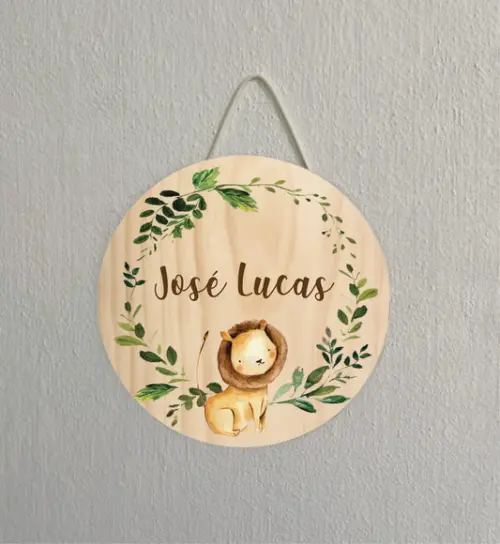 Placa Decoração Infantil Porta Maternidade leão em mdf