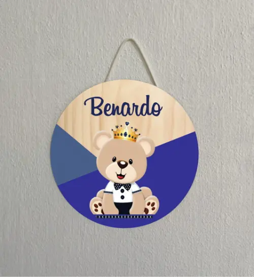 Placa Decoração Infantil Porta Maternidade urso em mdf