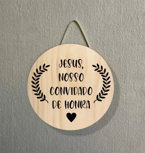 Placa Decoração Porta Jesus Nosso Convidado Honra em mdf