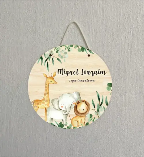 Placa Decoração Infantil Porta Maternidade Safari em mdf