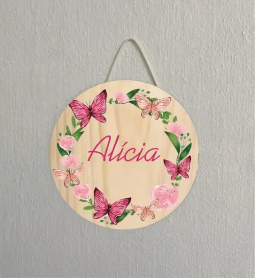 Placa Decoração Infantil Porta Maternidade floral em mdf