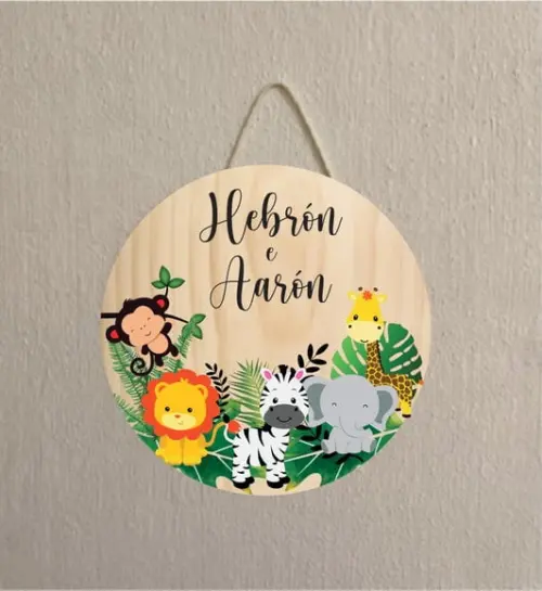 Placa Decoração Infantil Porta Maternidade safari em mdf