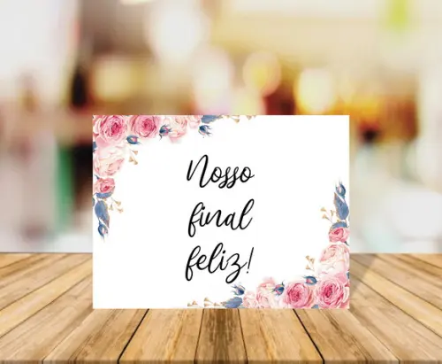 Placa de Casamento Nosso Final Feliz Fundo Branco