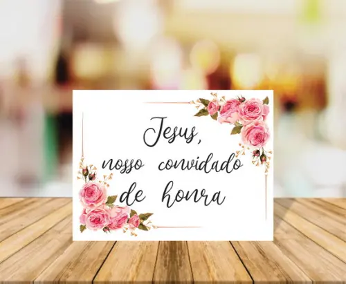 Placa de Casamento Jesus Nosso Convidado Fundo Branco