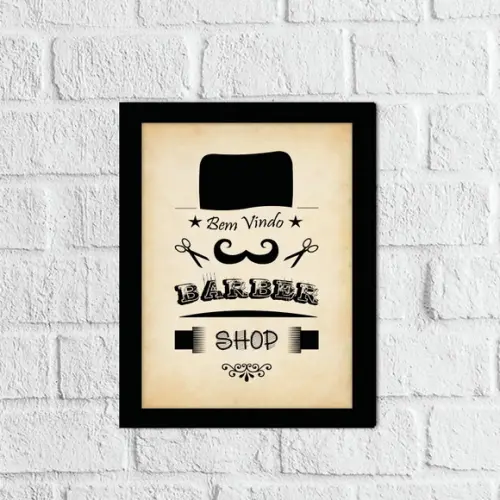 Placa Decorativa bem vindo barber shop em mdf