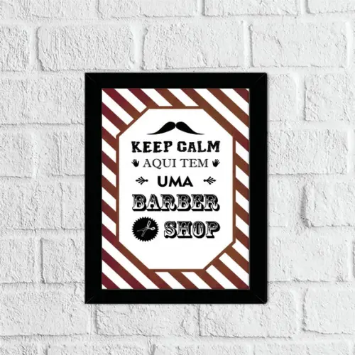 Placa Decorativa keep calm aqui tem uma barber shop em mdf