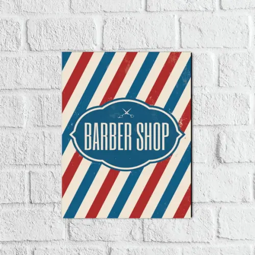 Placa Decorativa Barbearia listras em mdf