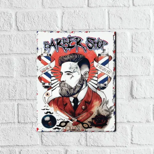 Placa Decorativa Barbearia barber shop em mdf