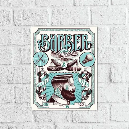 Placa Decorativa Barbearia corte de barba em mdf