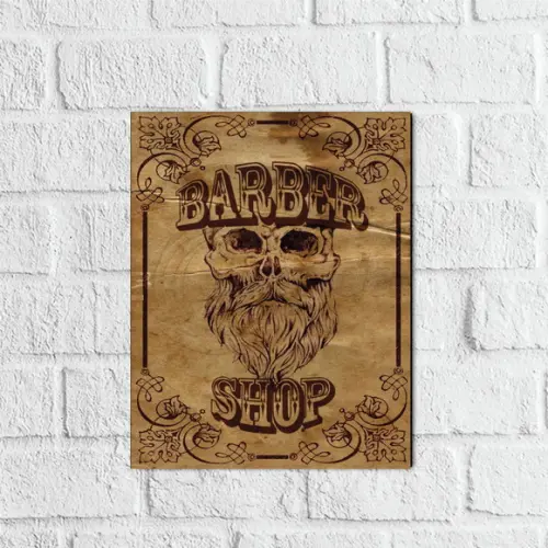 Placa Decorativa barber shop efeito envelhecido em mdf