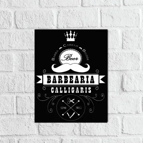 Placa Decorativa Barbearia barba cabelo e bigode em mdf