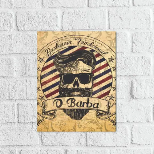 Placa Decorativa Barbearia tradicional o barba em mdf