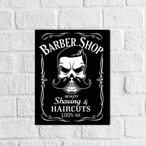 Placa Decorativa barber shop shaving e haircuts em mdf