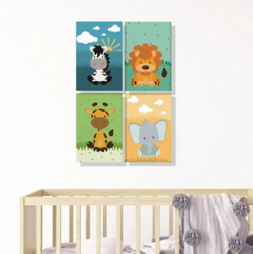 Placas quadros decorativas safári infantil em Mdf
