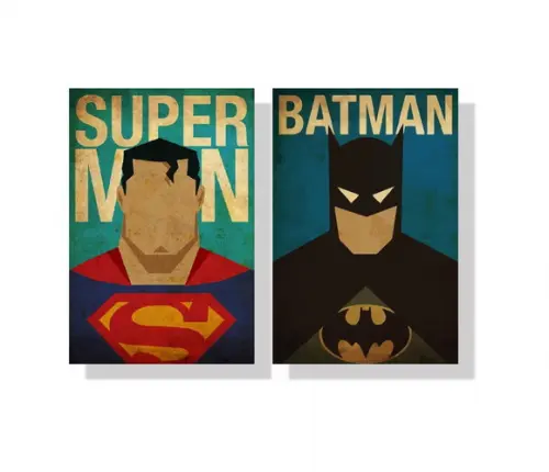 Quadros Placas decorativas Batman e Superman heróis