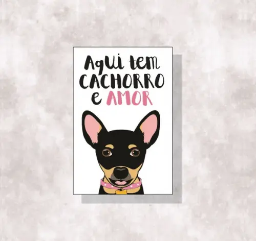 Placa Decorativa aqui tem cachorro e amor em mdf