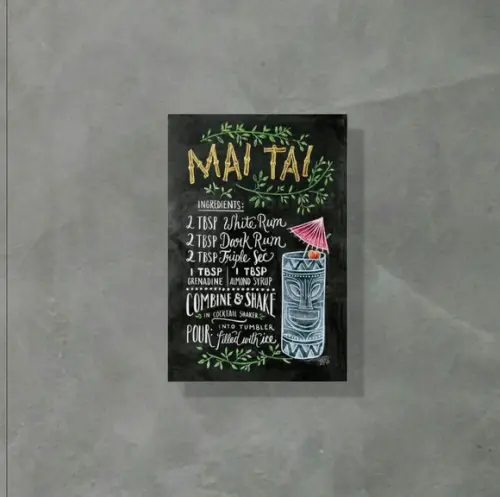 Placa Decorativa Receita Drinks Mai Tai 20x30cm