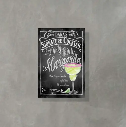 Placa Decorativa Receita Drinks Margarita 20x30cm