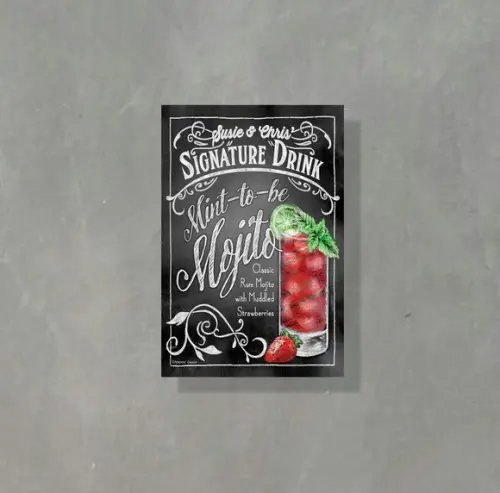 Placa Decorativa Receita Drinks Mojito 20x30cm