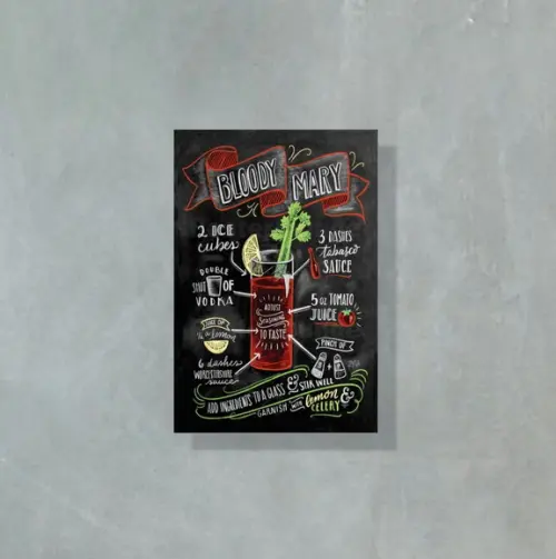 Placa Decorativa Receita Drinks Bloody Mary 20x30cm