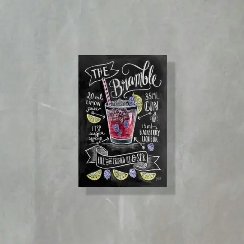 Placa Decorativa Receita Drinks The Bramble 20x30cm