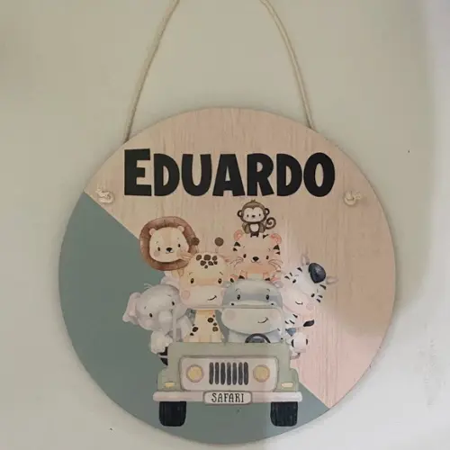 Flâmula redonda infantil para porta em mdf