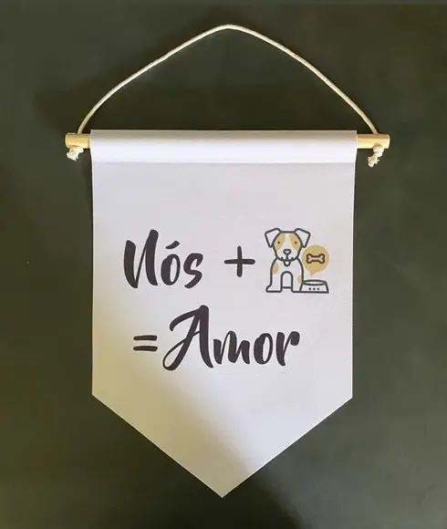 Flamula decorativa nós + cachorro = amor