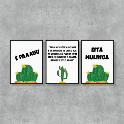 kit 3 Placas decorativas deus me proteja de mim em mdf