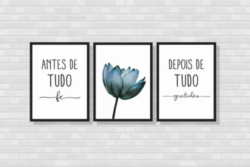 kit com 3 Placas decorativas fé e gratidão em mdf