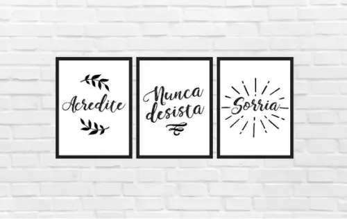 kit com 3 Placas decorativas acredite nunca desista mdf