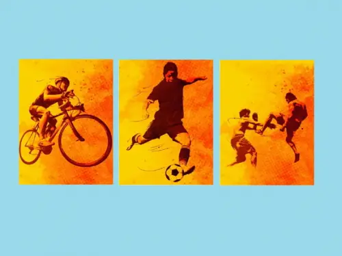 kit com 3 Placas decorativas ciclismo futebol luta