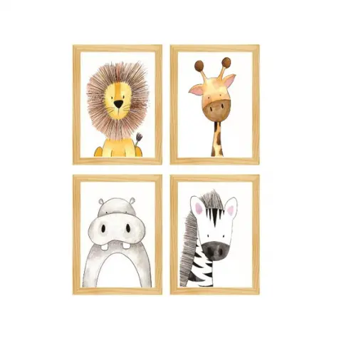 Kit 4 Placas Decorativas Safári Borda Imitando Pinus 30x40cm