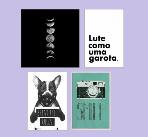 kit com 4 Placas Decorativas em mdf