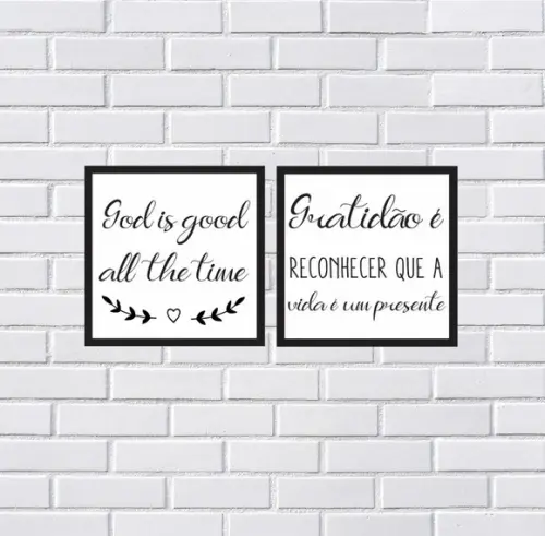 kit com 2 Placas decorativas Deus é bom o tempo todo em mdf