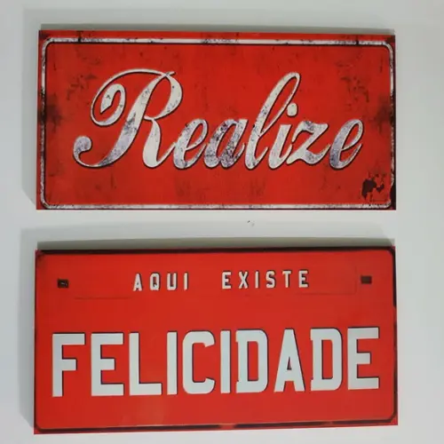 kit com 2 Placas decorativas acredite realize em mdf
