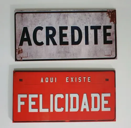 kit com 2 Placas decorativas acredite realize em mdf