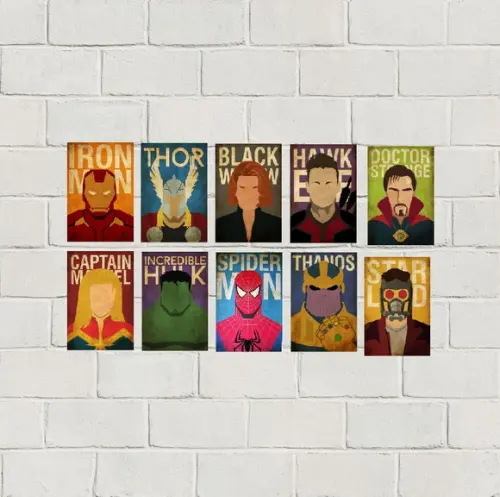 kit com 10 Placas decorativas Os Vingadores em mdf 20x30cm