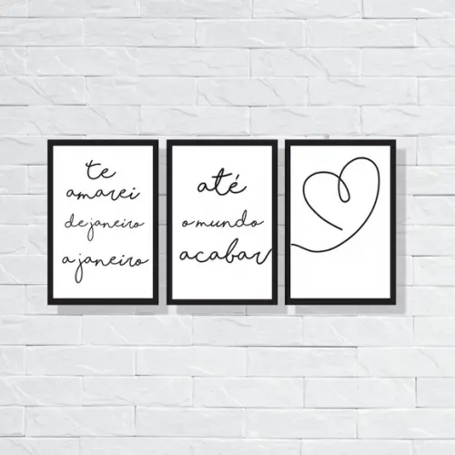 kit 3 Placas decorativas te amarei 30x40cm