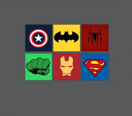 kit com 6 Placas decorativas símbolos heróis em mdf 20x20