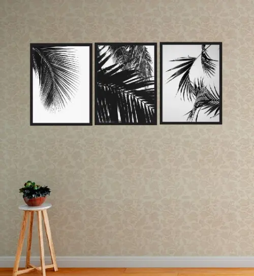 kit com 3 Placas decorativas folhagens em mdf 30x40