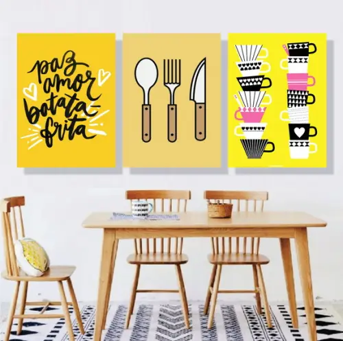 kit com 3 Placas Decorativas cozinha em mdf 20x30cm