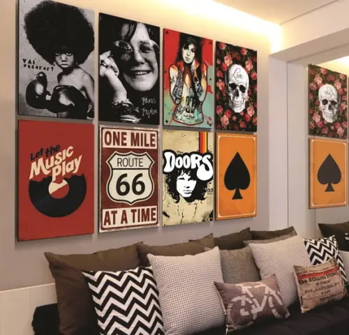 kit com 8 Placas decorativas musica bandas rock 30x40cm