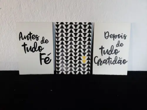 kit com 3 Placas decorativas fé e gratidão em mdf