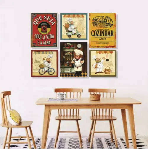 kit com 6 Placas decorativas cozinha em mdf 30x40cm