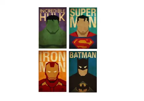 kit com 4 Placas decorativas heróis Marvel e dc em MDF