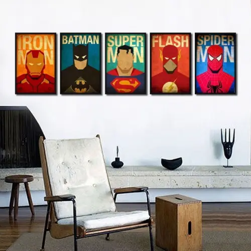 kit com 5 Placas decorativas super heróis 20x30cm